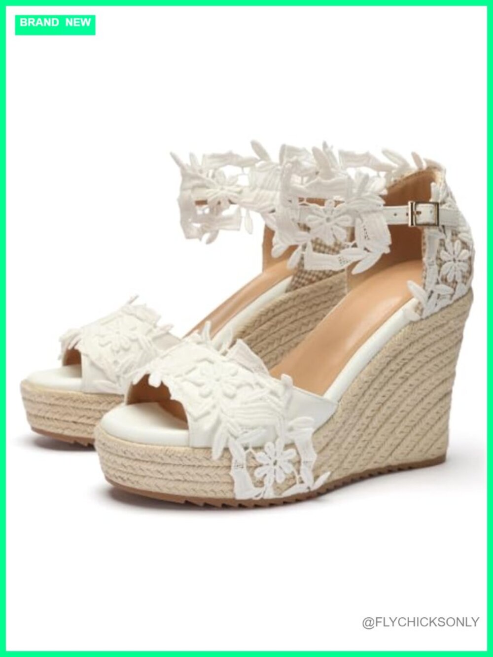 Womens Lace Wedge Sandals Platform Open Toe Buckle Ankle Strap Wedding